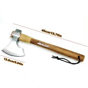 热销工业求生野营斧头战术战斧碳钢刀片木柄户外徒步狩猎用 - Product Image 5