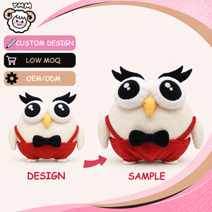 Peluche personalizzato a forma di gufo dagli occhi grandi con dettagli rossi, simpatico peluche animale OEM/ODM da collezione - Product Image 1
