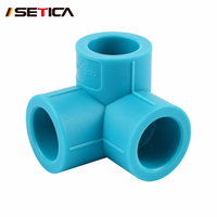 Raccord en T opposé SETICA bleu en PPR, raccord spécial à fusion par emmanchement pour système de plomberie et de chauffage eau chaude et froide
