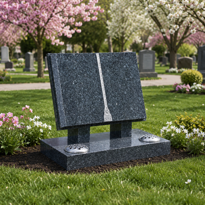 Monuments commémoratifs en granit noir, style livre ouvert, pour tombes, monuments et pierres tombales personnalisées - Product Image 2