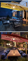 Parasol extérieur moderne de 4 m pour salle de sport et jardin, structure en aluminium, design rayé, parasol géant avec support