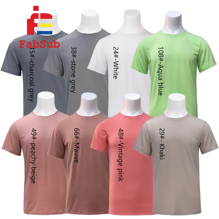 Algodón sensación sublimación camisas para niños pequeños tamaños de EE. UU. pastel liso adulto camiseta espacios en blanco 95% poliéster 5% spandex