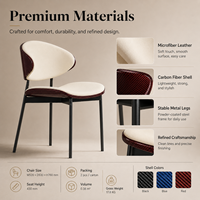 Sillas de Comedor, Sillas de Restaurante, Silla de Comedor Moderna, Sillas de Comedor Modernas de Lujo con Respaldo de Fibra de Carbono y Patas de Metal, Venta al por Mayor OEM