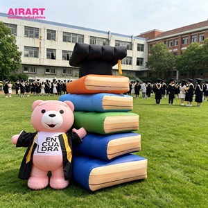 Oso de Graduación Inflable Rosa con <span class=keywords><strong>Libros</strong></span> Apilados de Colores - Product Image 6