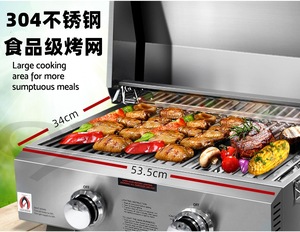 Parrilla de Gas de Mesa de Acero Inoxidable de Primera Calidad con Dos Quemadores, 12.5 kg, para 3-5 Personas, para Acampar, Jardín, Picnic - Product Image 3