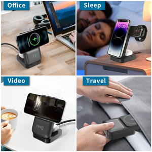Foldable QC3.0 Digital Display Wireless Charging Station 4-in-1 Magnetic Charger for iPhone Earphones Watch <strong>Headset</strong> - Product Image 6