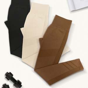 Conjuntos de Yoga para Mujer, Ropa Deportiva de Cintura Alta con Textura Acanalada, Leggings de Yoga para Correr y Hacer Ejercicio - Product Image 2