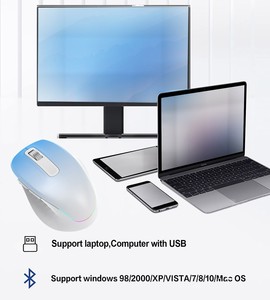 Ratón Óptico Ergonómico con Retroiluminación RGB, Sensor Óptico, para Diestros, Recargable, Inalámbrico, Compatible con 2.4G/BT, para Computadora - Product Image 2