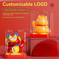 Statue de Tigre Porte-Bonheur Solaire à Main Agitable, Figurine Chinoise de Tigre Porte-Bonheur, Décoration de Bureau Feng Shui avec Logo Personnalisé, Cadeau d'Affaires pour les Fêtes