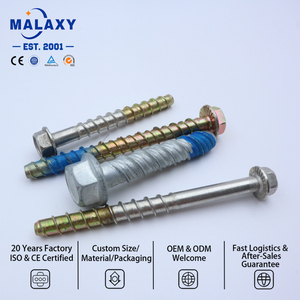 Vis à béton MALAXY en acier inoxydable à tête hexagonale, zinguée bleu, classe 10.9, en stock et livraison rapide pour fixations de construction - Product Image 1