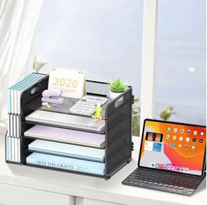 5-Tier Desk Organizer with <b>File</b> Holder Desk Organizers and Accessories Paper Organizer Mesh Desktop <b>File</b> Organizer - Product Image 3