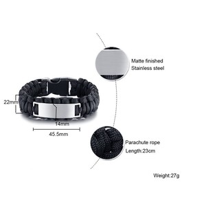 Outdoor Sports Braided <b>Rope</b> <b>Bracelet</b> For Men Women Blank Titanium Steel Curved Bar Adjustable Engravable Waterproof Wristband - Product Image 2