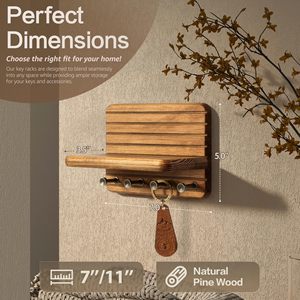 Sang Trọng Bằng Gỗ Treo Tường Đa Chức Năng Lưu Trữ Giá Cho Phòng Khách Nhà Bếp & Tủ Quần Áo Giữ Chìa Khóa Áo Giá & Cửa Móc - Product Image 3