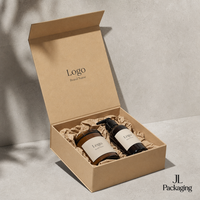 Boîte cadeau pliante magnétique en kraft avec logo personnalisé pour un ensemble cadeau écologique