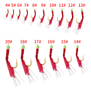 4-20 # Gancho de pesca <span class=keywords><strong>Sabiki</strong></span> Gancho de acero de alto carbono con sedal de pesca de seda de piel de pez rojo con anzuelo - Product Image 2
