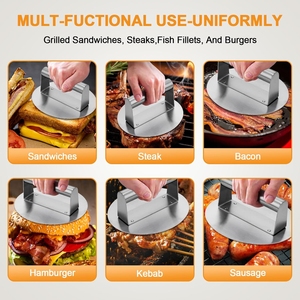 Prensa para <span class=keywords><strong>Hamburguesas</strong></span> de Acero Inoxidable para una Presión Uniforme en <span class=keywords><strong>Hamburguesas</strong></span>, Filetes de Pollo y Albóndigas, Ideal para Usar en Planchas o Parrillas - Product Image 6