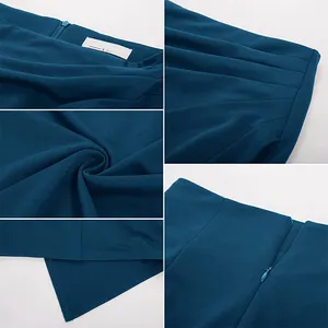Falda de Nylon elástica para mujer, falda de oficina de alta calidad, estilo romano, longitud Midi, con diseño de Jupe y crayón, ideal para Bureau y Estados Unidos