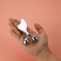 Masseur de beauté portable en acier inoxydable, outil 2-en-1 de roulement et de raclage pour la définition de la ligne du menton, la réduction des rides et la relaxation