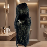Extensions de cheveux humains vierges indiens Remy populaires, double trame machine, noirs, avec pinces à tisser, options de longueur pour salon