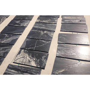 Dalles de granit noir UNION Royal Ballet à veines blanches, écologiques, durables, légères, polies et découpées sur mesure pour revêtement mural - Product Image 4