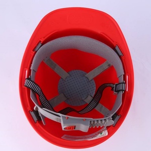Casque de sécurité rouge de type V sans fentes, 6 points de suspension, en ABS, pour travaux de construction - Product Image 3