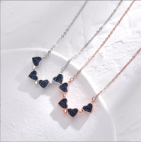 Nouveau collier en argent à la mode trèfle à 4 feuilles zircon chanceux trèfle à quatre feuilles coeur plaqué or 925 collier en argent sterling pour les femmes