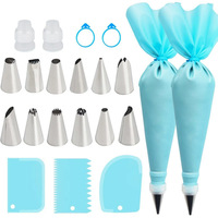Kit de douilles de décoration jetables en acier inoxydable en forme de V, outil de pâtisserie résistant au four, embout métallique pour gâteaux, biscuits et choux, avec poche à douille