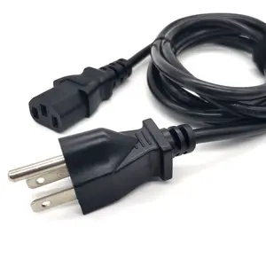 Factory Direct UL Approved 3 Pin Prong Plug Cable USA 3Pin Cords Electric Lead IEC C13 US Power Cord