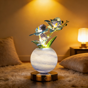 Lampe de nuit décorative à fleurs artificielles avec charge USB pour la chambre à coucher et le salon, décoration de la maison - Product Image 3
