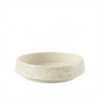 Ensemble d'accessoires de salle de bain de luxe 4 pièces en terrazzo, plateau en bambou, distributeur de savon en résine blanc crème, porte-brosse à dents, moderne et écologique
