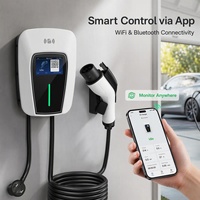 Station de recharge pour véhicules électriques de type 1 avec écran de 4,3 pouces et fonction WiFi via l'application Tuya, chargeur mural pour VE prêt à l'emploi