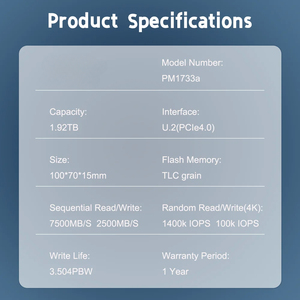 Оригинальный корпоративный SSD PM1733a 1,92 ТБ U.2 PCIe4.0 MZ-WLR1T9C для Samsung новый внешний Hdd NVMe сервер с высокопроизводительным диском - Product Image 5