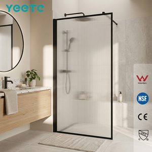 Porte de douche coulissante noire YEETE, verre de sécurité trempé 8 mm, pour cabine de douche, vente en gros, stock pour revendeurs de salles de bain modernes - Product Image 1