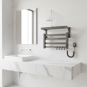 Grand séchoir à serviettes électrique large pour salle de bain, chauffe-serviettes avec contrôle de la température et minuterie, en alliage d'aluminium - Product Image 1