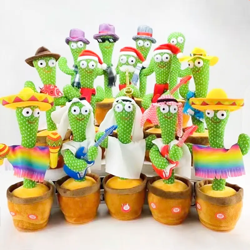Tiktok Fashion Style Magic Wriggle Dancing Cactus Toy with Repeat Recording Dance Sing Power Rechargeable