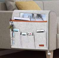 Sac de rangement suspendu en feutre pour chevet, pochette organisatrice non tissée pour canapé, support de télécommande, sac de rangement pour dortoir pour étudiant