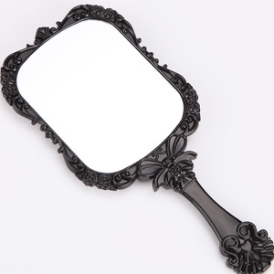 <b>Handheld</b> Makeup <b>Mirror</b> Black Large Size Retro Design With Butterfly Pattern For Beauty Salon And Personal Use - Product Image 1