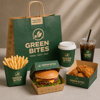 Emballages alimentaires pour hamburgers, pliants personnalisés en papier kraft avec pelliculage mat, jetables, pour la restauration rapide à emporter, restaurant, ailes de poulet, frites