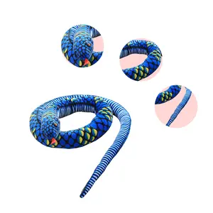 Wholesale Realistic Blue Yellow Plushie Snake Toy Custom Plush stuffed Animal Snake Toys