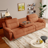 Canapé inclinable électrique moderne en tissu orange avec table escamotable USB, mobilier de salon, canapé inclinable électrique à zéro mur