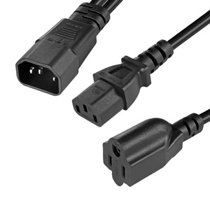 Шнур питания 1-2 C14 C13 + IEC, женский, стандарт США, резиновый провод 16AWG, американский стандарт, Удлинительный кабель типа Y 16AWG, штекер - Product Image 6