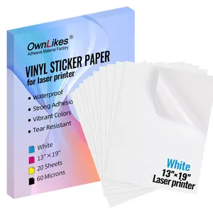 Custom Printed 13\"*19\" A4/A3 Size Glossy Vinyl Sticker Paper 8.25\" X 11.7\" for Laser Printer Acrylic Adhesive for Masking