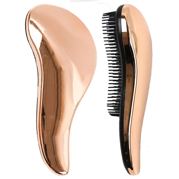 Cepillo profesional galvanizado cromado Dorado para el cuidado del cabello, cepillo para desenredar personalizado