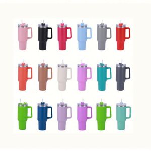 Taza de Viaje de Acero Inoxidable con Aislamiento al Vacío de Doble Pared, Recubierta con Polvo, Ecológica, Portátil, de 40 Oz, con Asa, en Oferta - Product Image 1