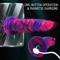 Plug anal électrique télescopique sans fil avec télécommande Masturbateur féminin en silicone liquide Simulation souple en forme de pénis pour femmes