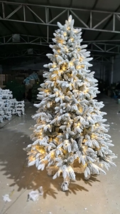 Pre-lit <b>LED</b> Artificial Flocked Christmas <b>Tree</b> with Snow Effect 5-10FT White Feather Design - Product Image 2