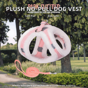 Harnais de luxe écologique anti-traction en polyester à poils de lapin simulés, style gilet épais, pour petits chiens - Product Image 2