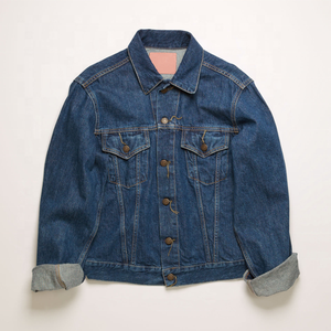 Veste en Jean délavée pour homme, haute qualité, bleu foncé, vente en gros - Product Image 1