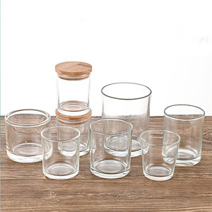 Commercio all'ingrosso della fabbrica <span class=keywords><strong>tazza</strong></span> di <span class=keywords><strong>vetro</strong></span> 100ml/150ml/220ml/320ml/430ml trasparente <span class=keywords><strong>barattolo</strong></span> di candela e coperchio di bambù per fare candele profumate - Product Image 1