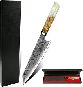 Перевозка груза падения 8 дюймов VG10 67 слоев Дамасская сталь stabwood ручка шеф-повара набор кухонных ножей